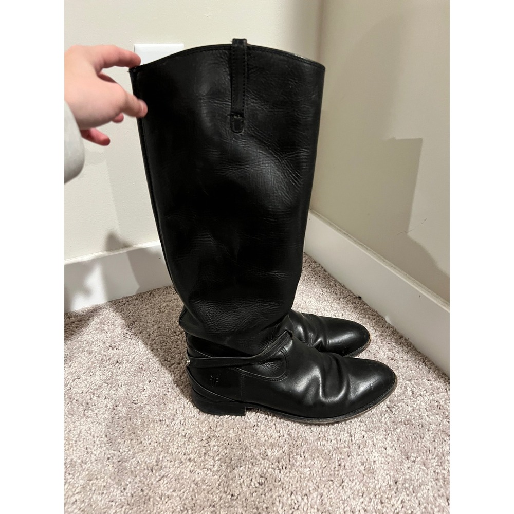 Frye Campus 14L Black Leather Tall Harness Boots 76976 Womens 10 B